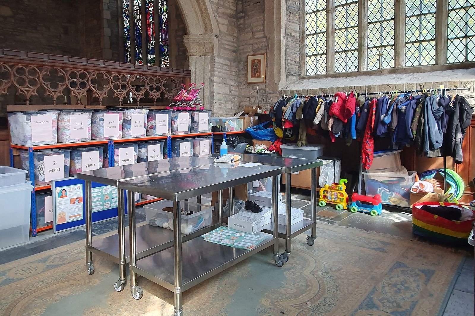 Baby clothes bank, st petroc's church, egloshayle, cornwall - august 2026